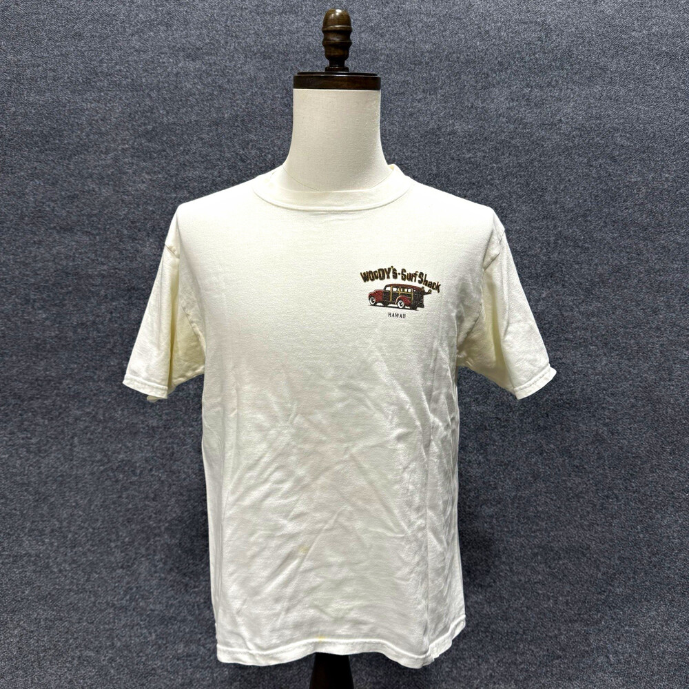 Vintage Woody’s Surf Shack Hawaii Crazy Shirts Men’s M White Graphic T-Shirt